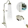 [US Local Warehouse] Antique Gold Shower Head Set with Knobs Mixer Tap Vintage Rainfall Showers Faucet Wear Resist for Home Bathroom Hotel SPA