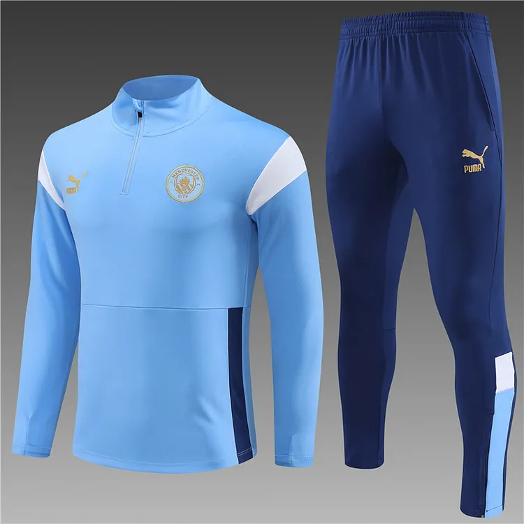 2023-24 Manchester City Light Blue Half-Raised Training Jersey