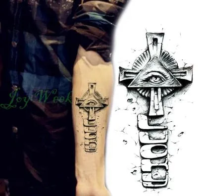 Waterproof Temporary Tattoo Sticker Small Cross Rose Flower on Finger Neck Hand Flash Tatoo Fake Tatto for Girl Women Men