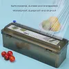 Cling Film Dispenser with Cutter Refillable Plastic Wrap Organizer for Kitchen