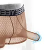 Men's Sheer Boxer Briefs See Through Breathable Ice Silk Boxer Briefs Transparent Elephant Nose Underwear