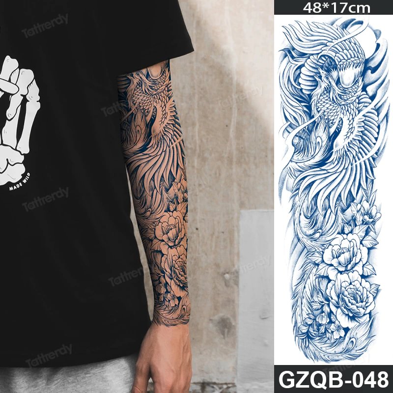 Sdrawing transfer tattoo fake large size full arm tattoo sleeve juice ink long lasting waterproof temporary tattoos men body art
