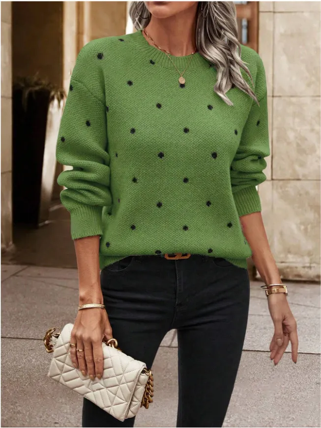 Athvotar Athvotar Point T-Shirt With Long-Sleeved Knitted Jersey Temperament Elegant Loose Sweater