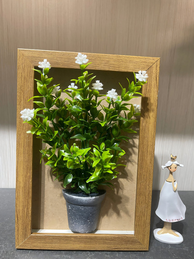Artificial White Jasmine Framed Flower | Greenery Wall Decor | 6.7*9.6 in