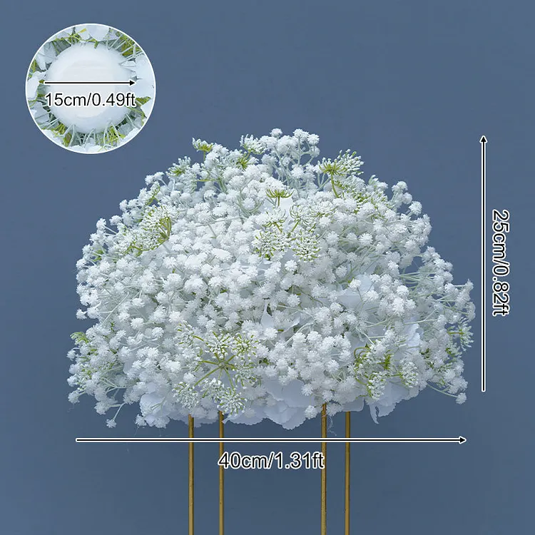 A8733 Luxury White Baby's Breath Rose Floral Arrangement Decor Wedding Horn Arch Table Centerpieces Ball
