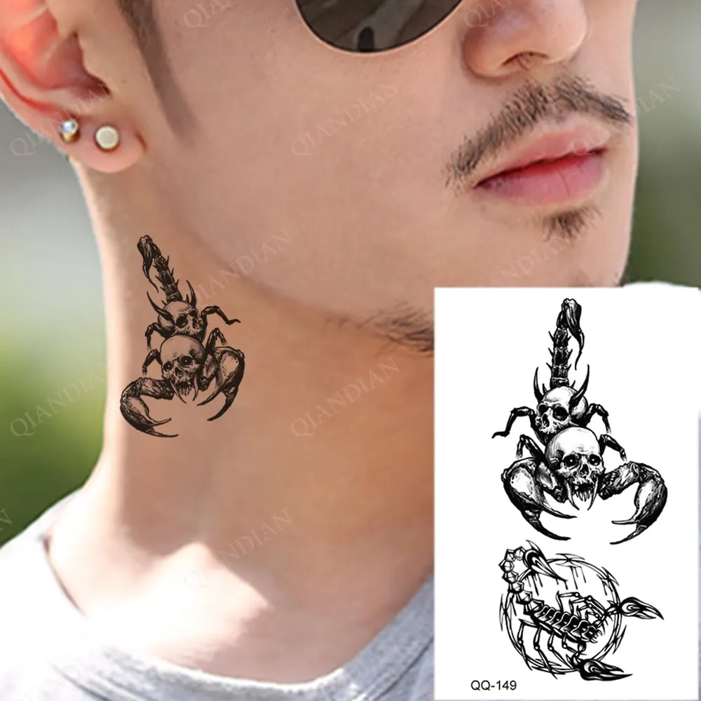 Sdrawing Temporary Tattoo Stickers Butterfly Snake Rose Flower Gun Dark Flash Small Women Body Art Wrist Neck Fake Tattoos Men
