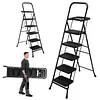 [US Local Warehouse] 5 Step Ladder w/ Wide Anti-Slip Pedal Support 330lbs Folding Step Stool for Home