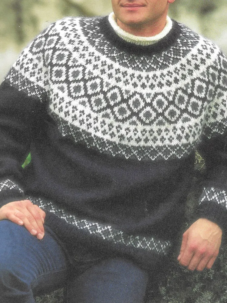 Vintage Brodie Knit Jacquard Crew Neck Sweater