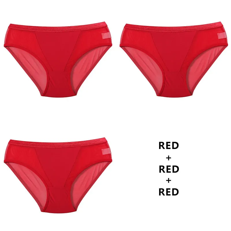 CINOON 3PCS/Set Women Panties Sexy Mesh Lingerie Transparent Female Underwear For Woman Low-Rise Underpant Girls Panties Briefs