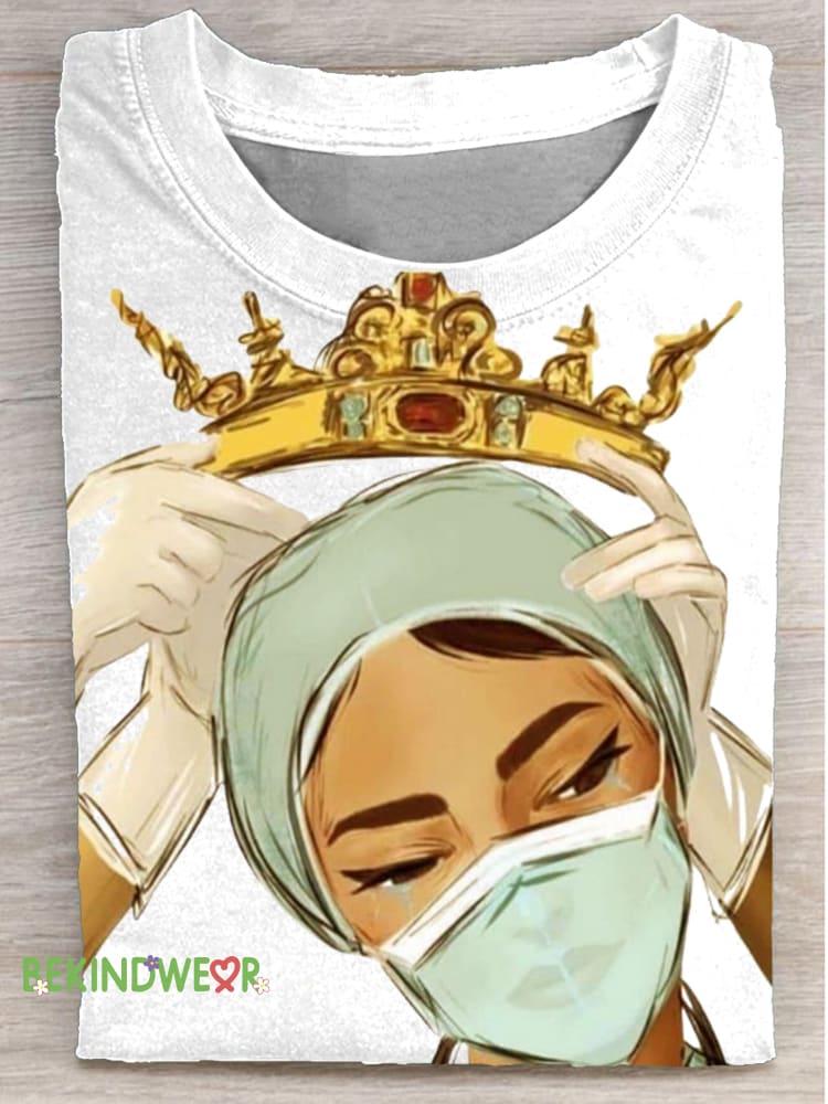 International Nurses Day Printed Casual Round Neck Short Sleeve T-Shirt Multicolor / S