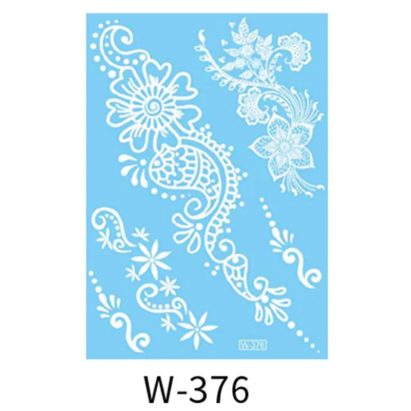 Sexy Henna Mehndi Tattoo White Lace Necklace Flower Water Transfer Temporary Tatoo Sticker Body Art Waterproof for Wedding Beach