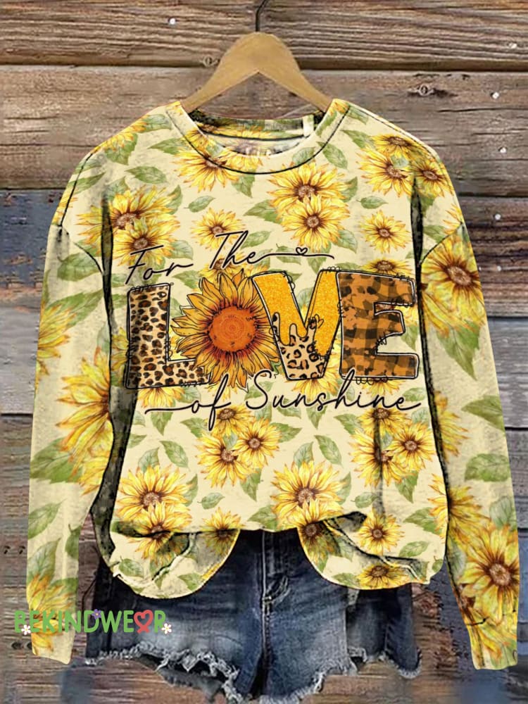 Sunflower Love Print Casual Sweatshirt Multicolor / S