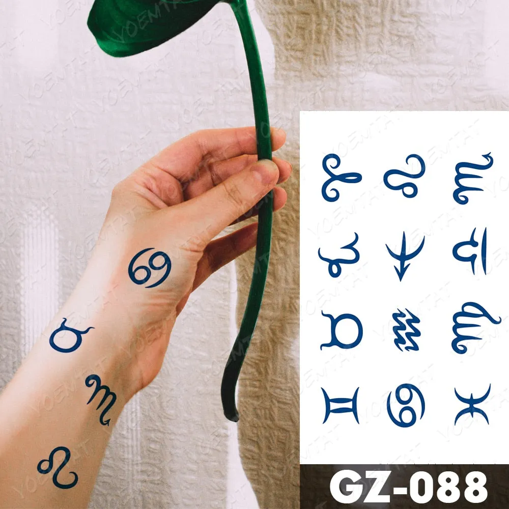 Juice Lasting Waterproof Temporary Tattoo Sticker Rose Butterfly Moon Sun Diamond Heartbeat Wave Flash Fake Tattoos Ink Body Art