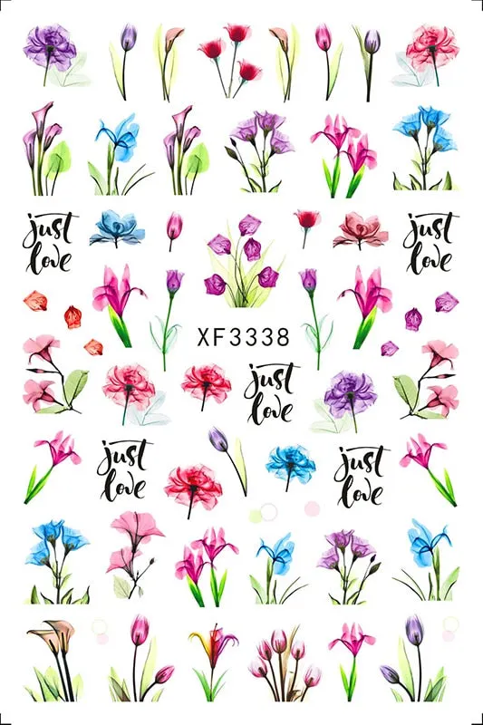3D Nail Art Stickers Manicure Decoration Design Nail Art Decal Green Clover Leaf Nail Art Designer Decals Beautiful Flower