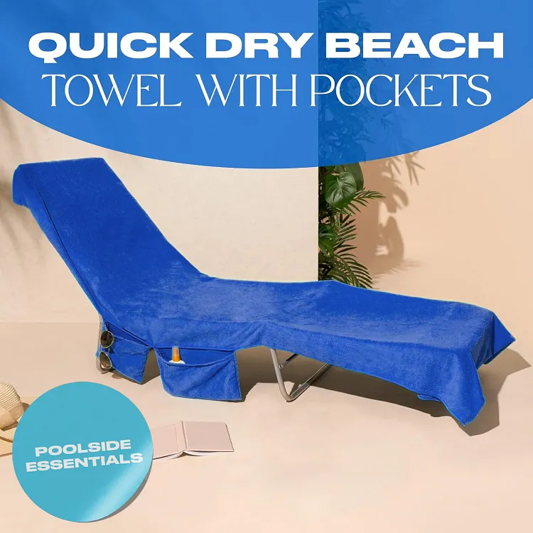 🎉Summer Hot Sale🎁Sun Lounger Towel in Bag with Pockets Storage 