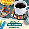 6Pcs/set Diamond Painting Wooden Duck Coaster Cup Cushion With Holder