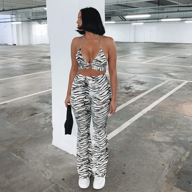 BIIKPIIK Zebra Print Women 2 Piece Sets Bra+Pnats Matching Set Casual Lounge Wear Female Suits 2021 Summer All-Match Clothing