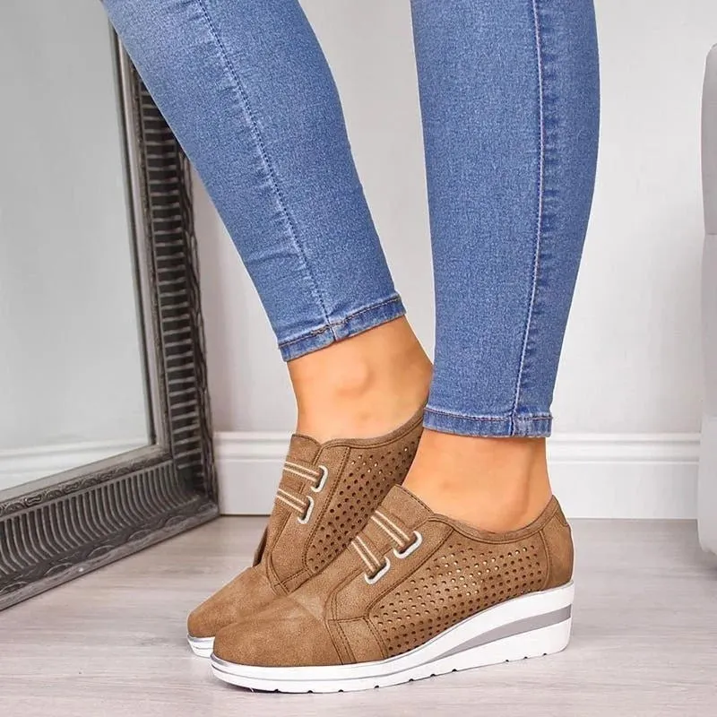 2020 Flock New High Heel Lady Casual Women Sneakers Leisure Platform Shoes Breathable Height Increasing Shoes Women Flats