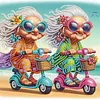 Diamond Painting-DIY Crystal Rhinestone Cute Old Lady Sisters