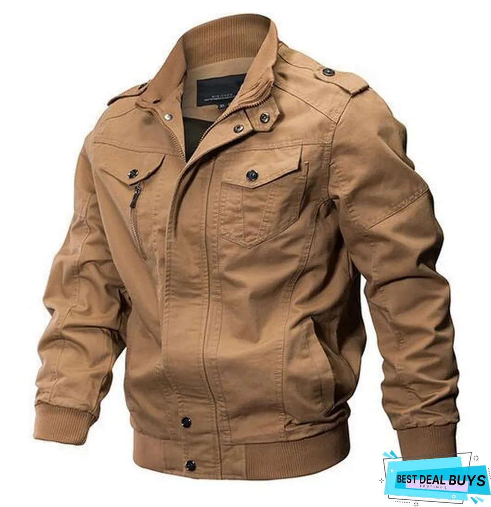 Men Denim Jacket Big Size Military Tactical Jeans Jacket Solid Casual Air Force Pilot Coat