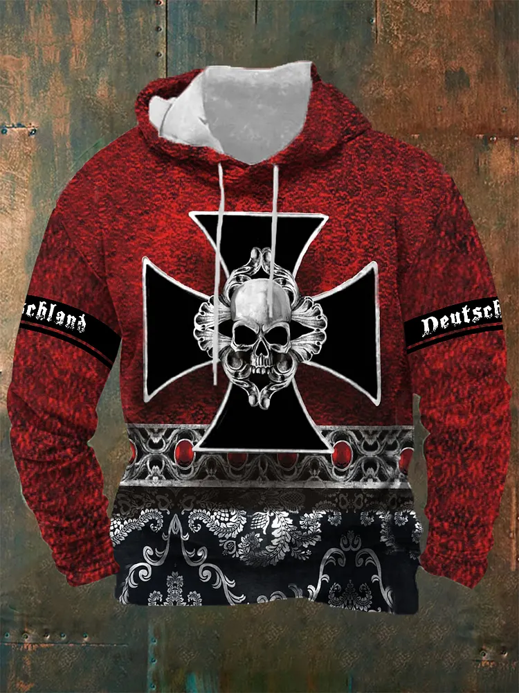 M&auml;nner Deutsches Eisernes Kreuz Sch&auml;del Print Hoodie