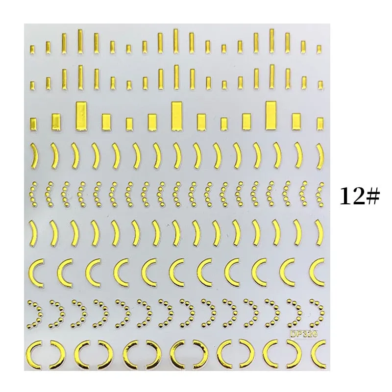 1 Sheet Christmas 5D Nail Stickers Gold And Sliver Snowflakes Transfer Nail Decals Slider Decoration For Manicuries
