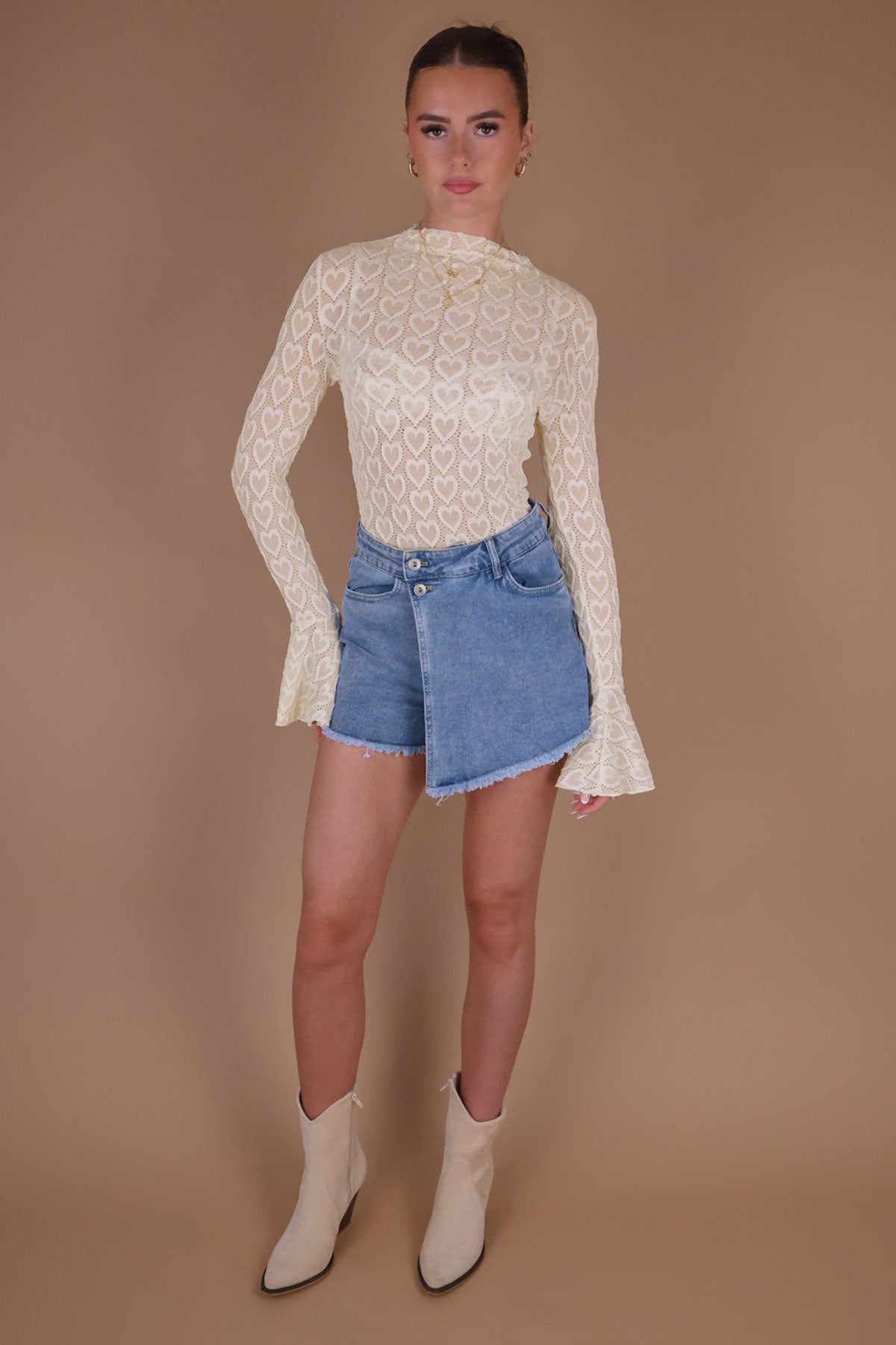Denim Wrap Cross Over Skort