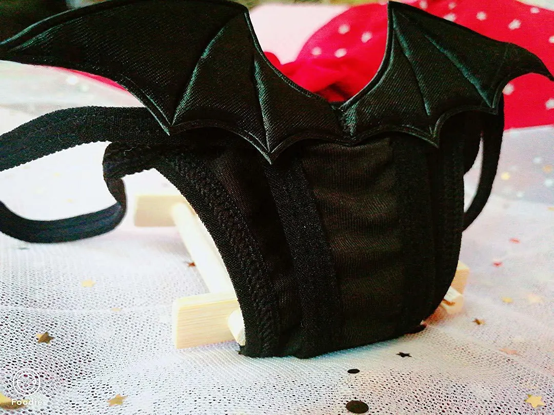 Womens Anime Cosplay Panties Cute G-string Thongs Bikini Lingerie Angel black white Devil Wings Roleplay Underwear Accessories