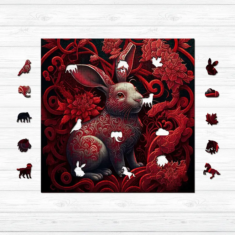 Red Rabbit Wooden Jigsaw Puzzle