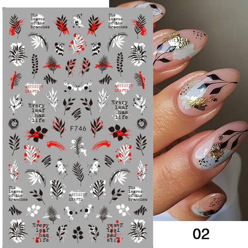 2021 Hot 3D Nail Art Stickers Butterfly Pattern Transfer Sticker Decals Self Adhensive Slider Decoration Nail DIY Design