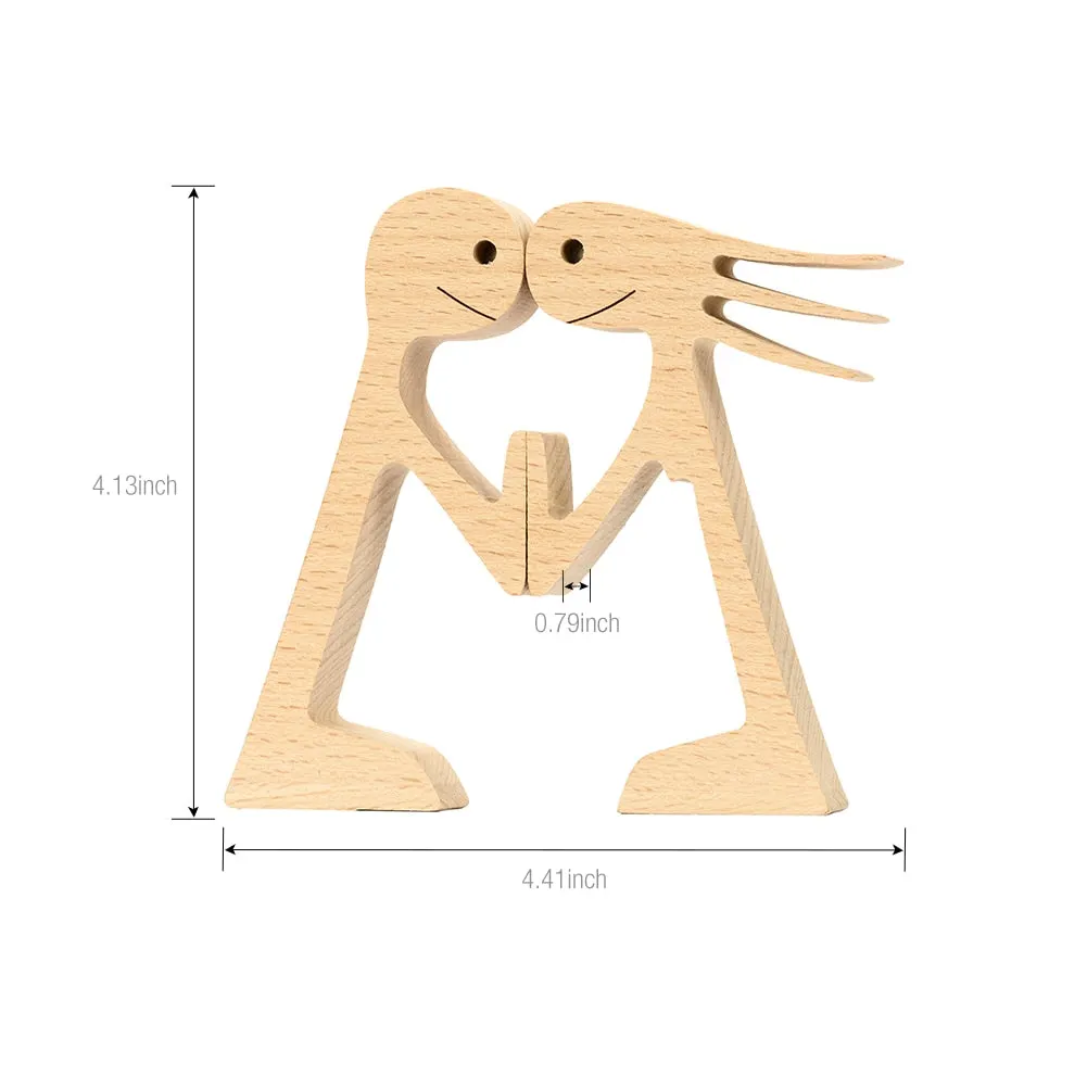 Puppy Family Wood Dog Carving Ornament Christmas Decoration Home Decor Figurine Desktop Table Sculptures For Dog Pet Lover Gifts