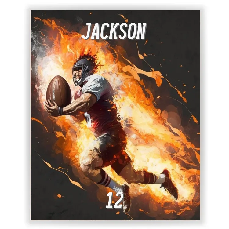 Personalized Fire Football Blanket For Comfort & Unique|BKKid89