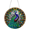 5D Diamond Painting Double Sided Effect  Stained Glass Panel Decorative Home Garden Decoration Hanging Kit(Pecock)