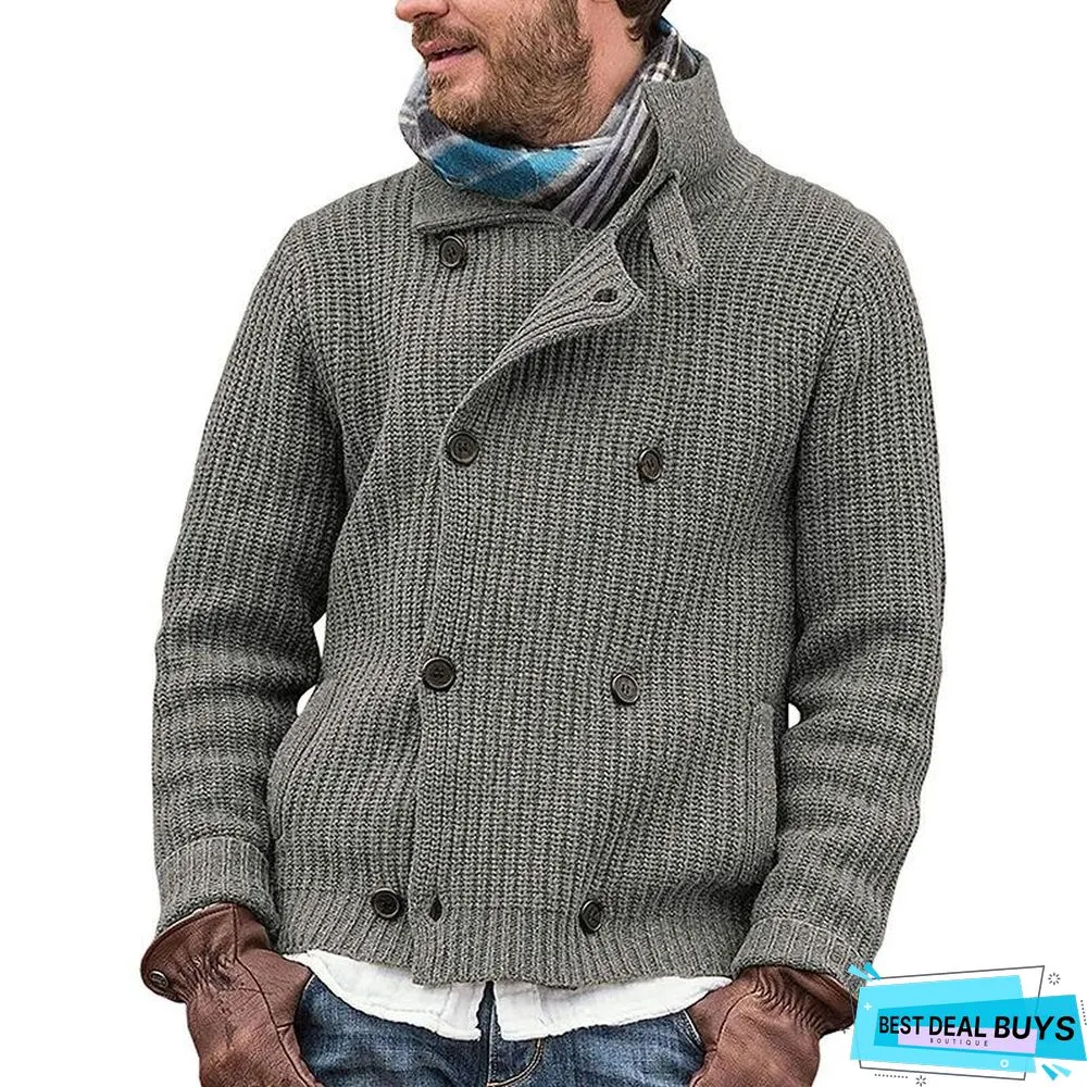 Men's Solid Color Button Knit Coat