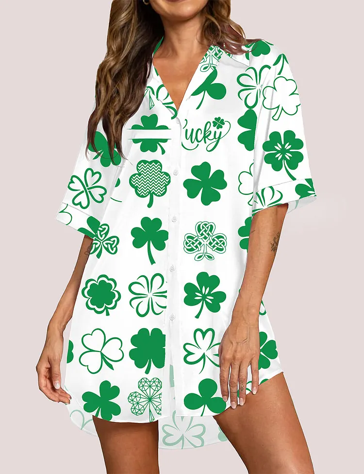 Women's Shamrock St. Patrick's Pajama Dress
