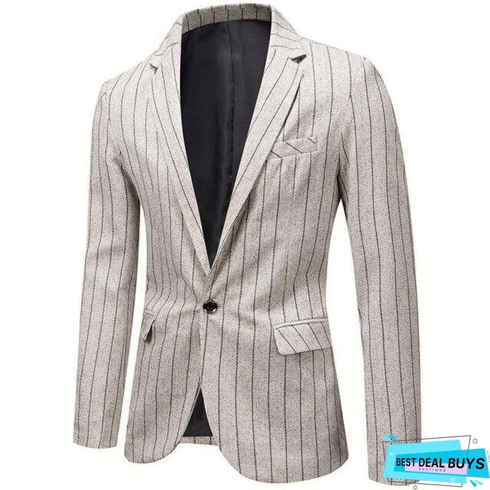 Men Jacket Blazers Stripe Suit Fashion Man Groom Business Causal Formal Blazer Jackets