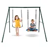 [US Local Warehouse] Swing Set Frame Rust Proof Outdoor Swing Stand Backyard Metal Hammock Stand Set Double Swinging Frame Set for Kindergarten Shopping Mall Park