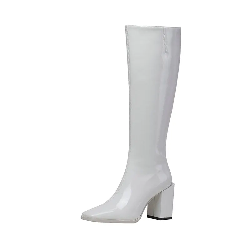 2020 New Knee High Boots Women Genuine Leather Party Night Club Chelsea Shoes Woman Boots Autumn Winter Warm High Boots