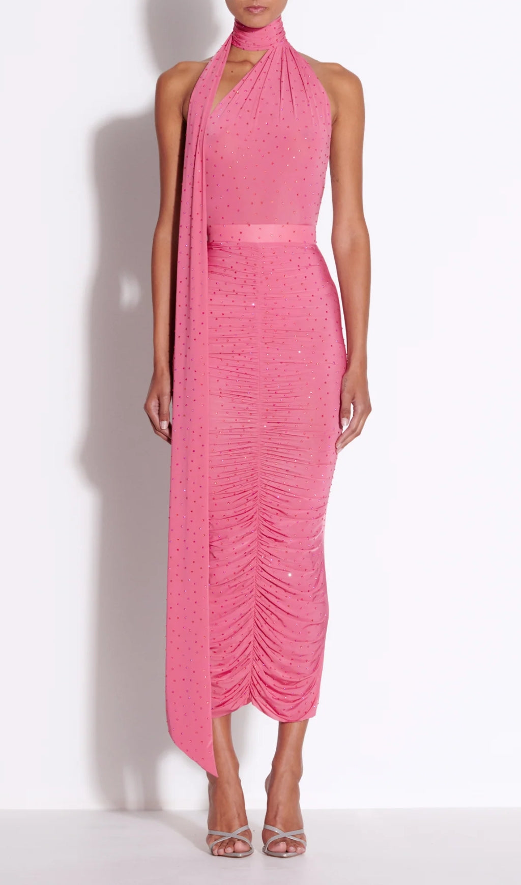 Berit Pink Halter Diamond Skirt Set Flowering Girl