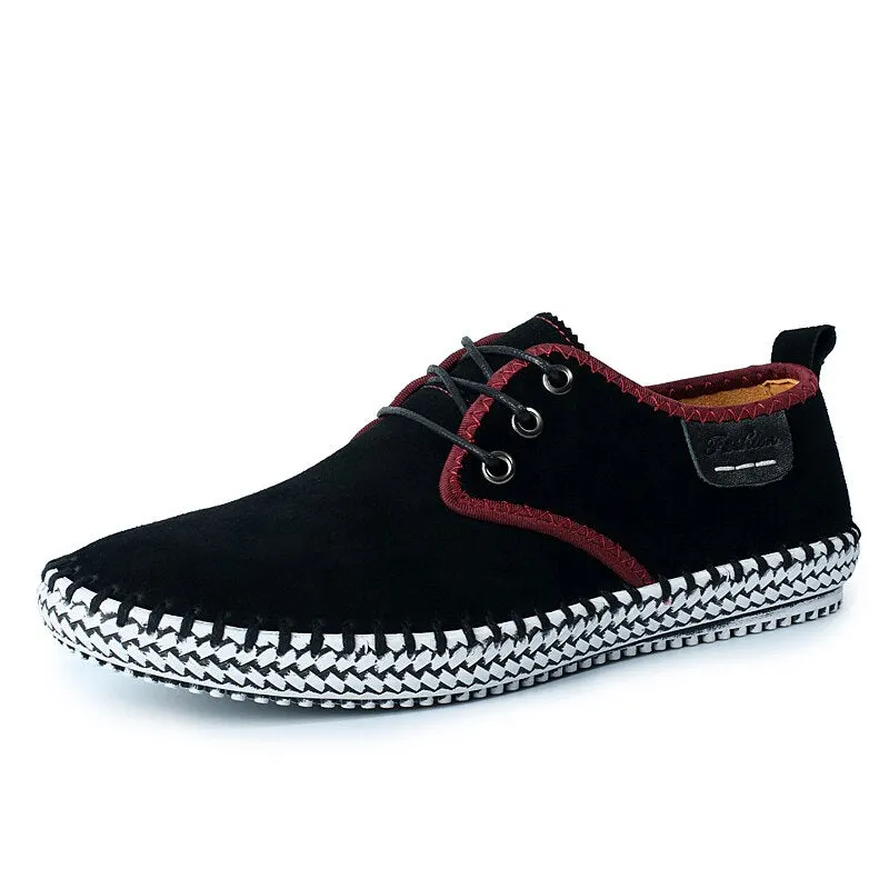 New Fashion Genuine Leather Casual Shoes Men Loafers Cow Suede Men Shoes Breathable Outdoor Flat Shoes Walking Zapatos Sneakers