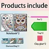 2pcs Owl Partial DIY 50 Pages A5 Diamond Painting Notebook for Study Drawing