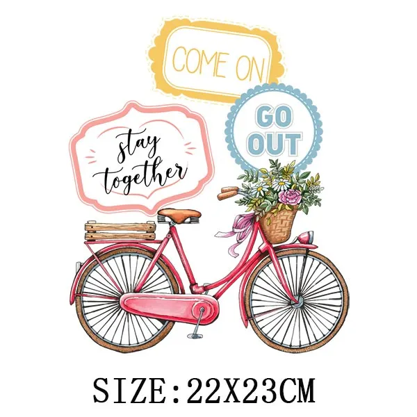 Pretty Girl&Car Iron On Transfer For T-shirt DIY Washable Thermal Sticker Fashion Design Patches On Clothes Appliqued Decoration