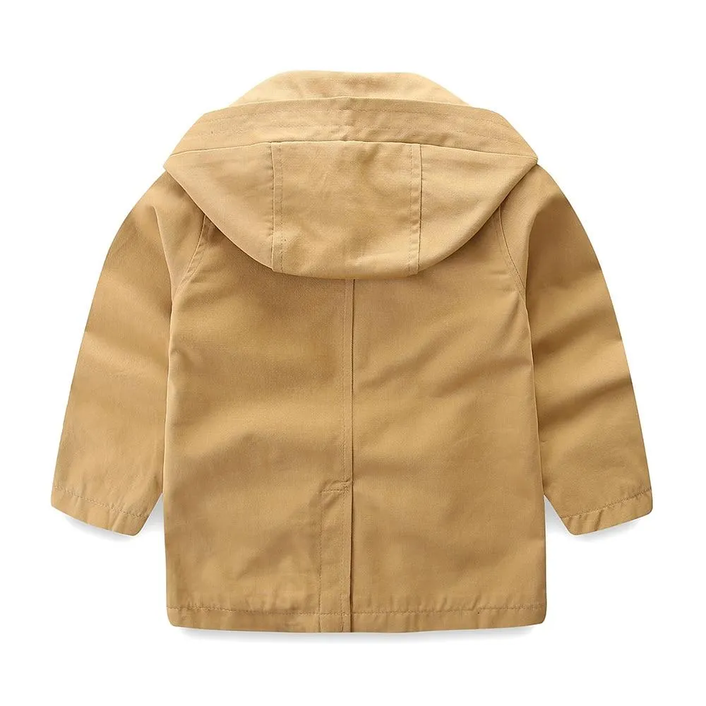 Mudkingdom Little Boys Hooded Trench Coats Fashion Double Breasted Kids Windbreaker