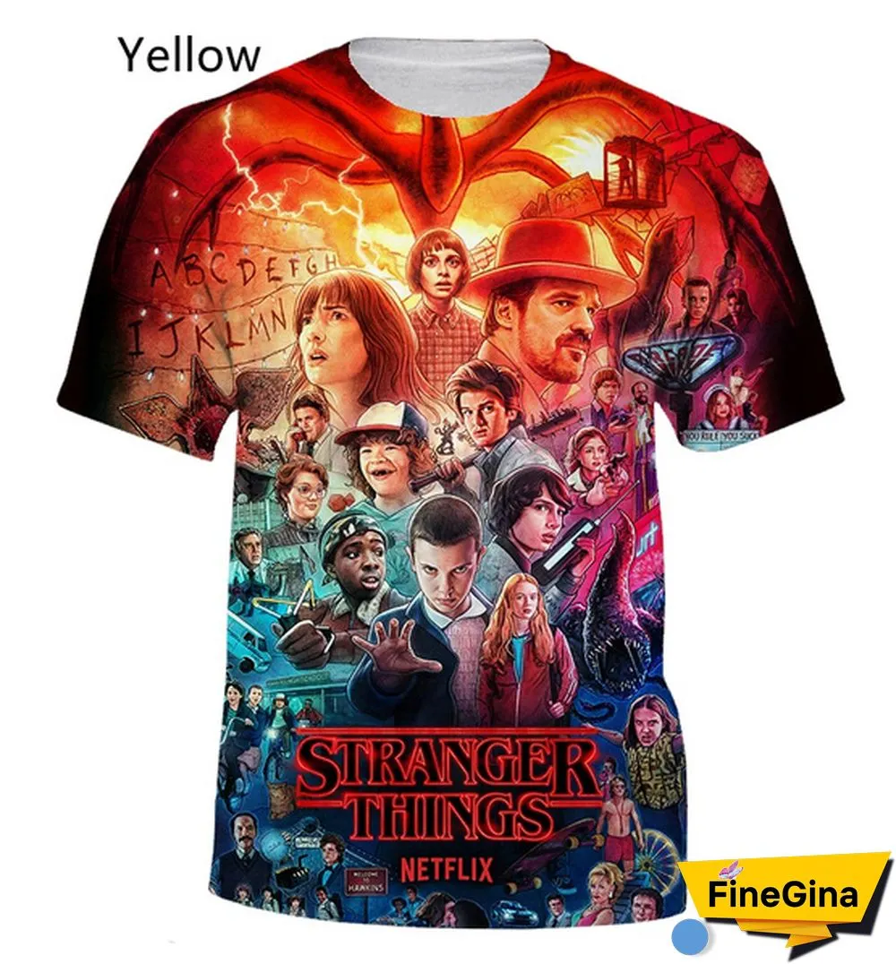 Horror Drama Stranger Things Print 3D T-Shirt Summer Fashion Casual Short-Sleeved T-Shirt