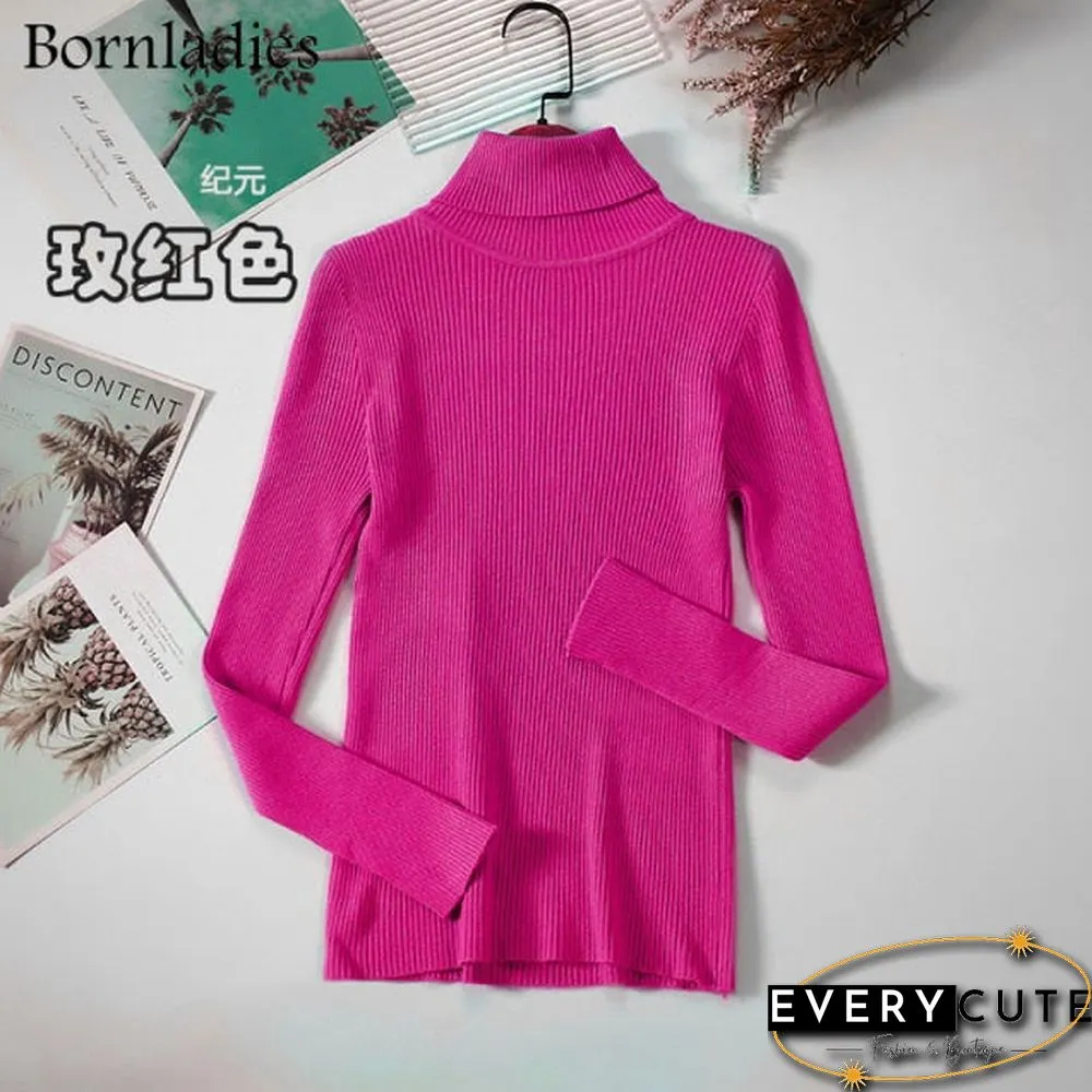 Bornladies Basic Turtleneck Women Sweaters Autumn Winter Tops Slim Women Pullover Knitted Sweater Jumper Soft Warm Pull