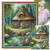 >SALE<Mushroom House Printed Cross Stitch Kit 50x65cm DIY 11CT Thread Art Needlework