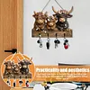 Highland Cow Ornaments Key Holder for Wall Mount 2D Bullhead Animal Wooden Towel Key Hooks Coat Hanger with 4 Hooks Cow Wall Decorative Rack for Entryway Hallway Farmhouse