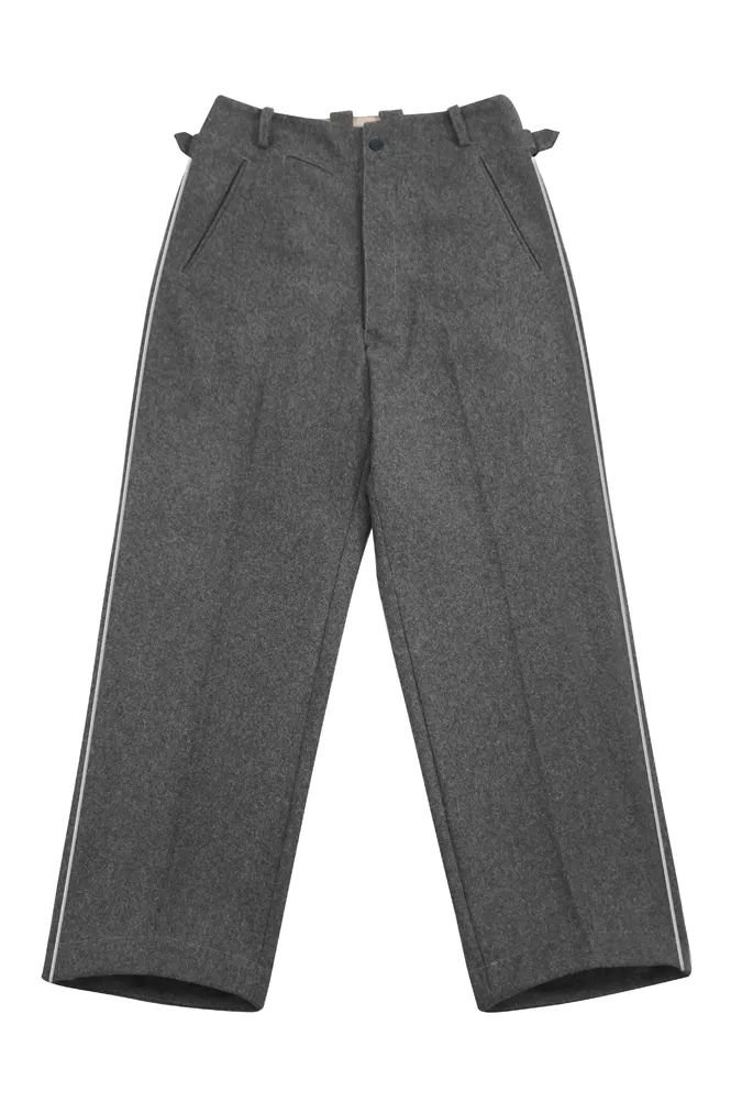   Elite German Stone Grey Wool Straight Trousers With Pipe German-Uniform