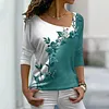 Blusa manga longa floral com decote em V