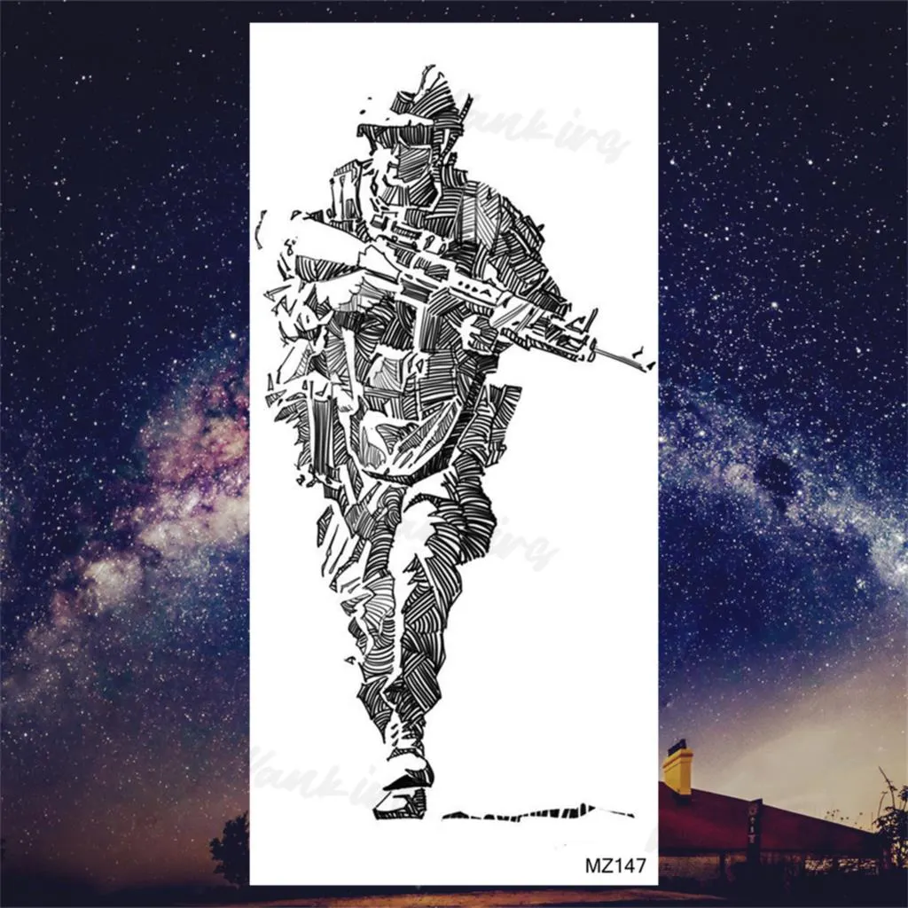 Sdrawing Lion Knight Temporary Tattoos For Men Adults Realistic Tiger Skeleton Fake Tattoo Sticker Arm Water Transfer Tatoos 3D